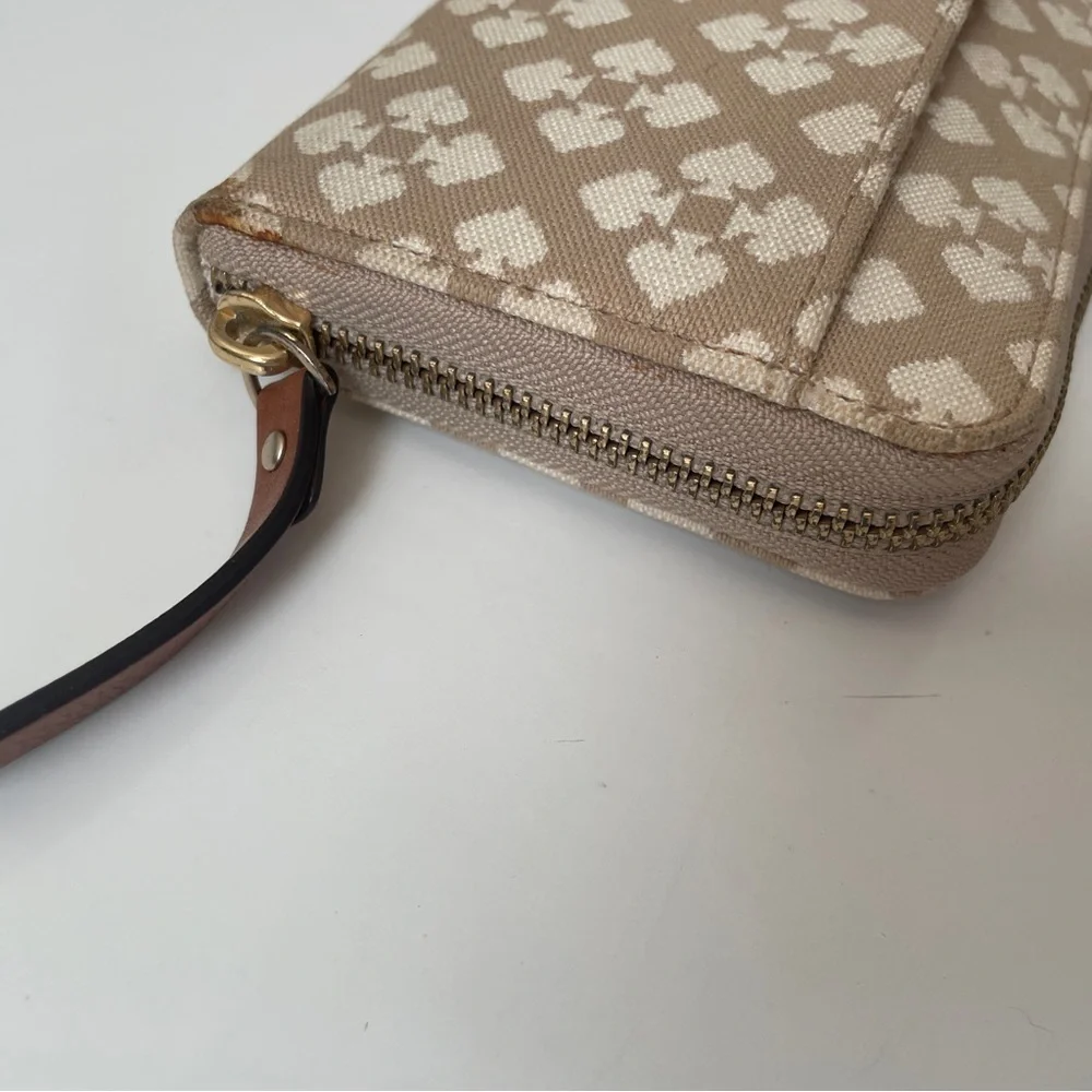 Kate Spade New York Neda Signature Stucco Canvas Zip Around Beige Wallet